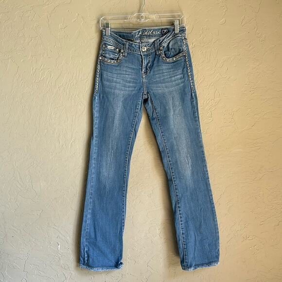 La Idol USA jeans size 7‎ 30/34 jewled and bedazzeled bling y2k - Picture 1 of 6